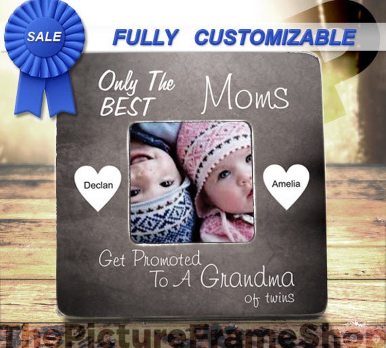 Grandma Of Twins Grandpa Of Twins Reveal New Twins Picture Frame Twin Babies Baby Twins Pregnancy Reveal Gift For Grandma Of Twin Girls Boys immagine 6