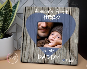 Personalized Wood Picture Frame, First Father's Day Gift From Son