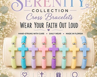 Teen Cross Bracelet, Elastic Faith Jewelry, Baptism Gift