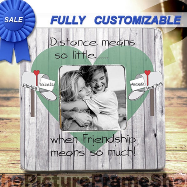 Distance Means So Little When Friendship Means So Much Personalized Frame, Long Distance Friend Gift, Distance Frame, State to State Gift