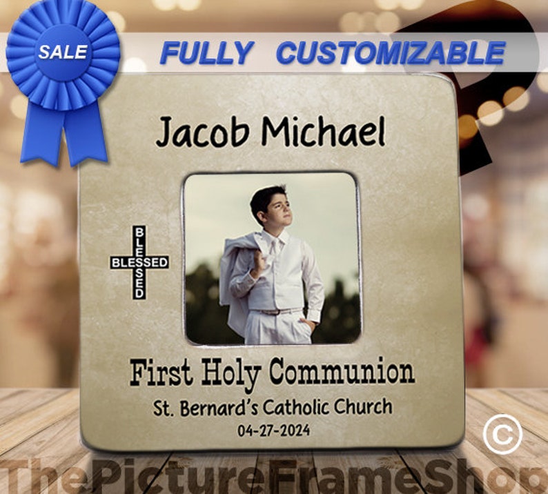 First Communion Gift For Boys, Communion For Boy, 1st Communion Boy, Communion Gift Boy, Communion Picture Frame, First Holy Communion Boy image 1