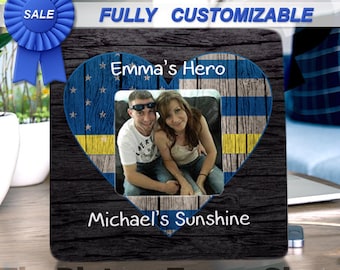 Police Officer Gift Dispatcher Gift Her Hero His Sunshine Custom Frame Blue and Gold Police Dispatcher Wedding Anniversary Custom Gift