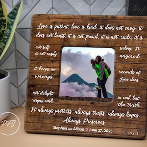 1 Corinthians 13 Wedding Frame, Personalized Wood Anniversary Gift