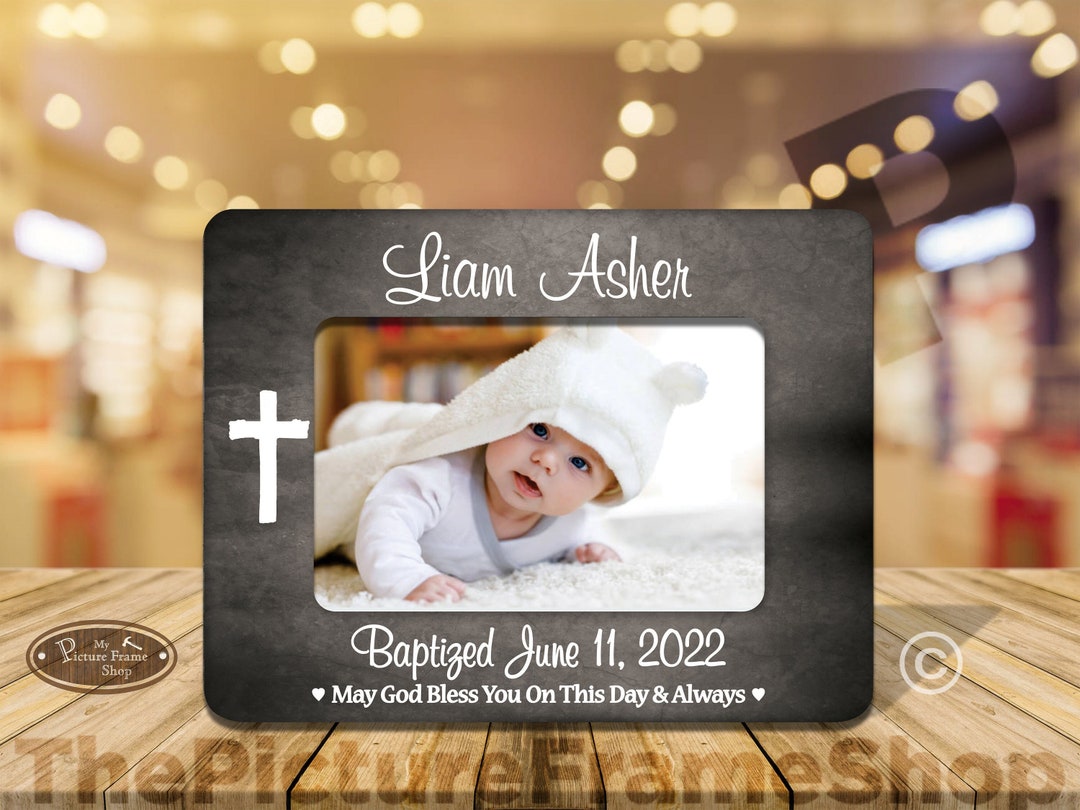 Baptism Gift Personalized Picture Frame for Boy Baptized Godchild