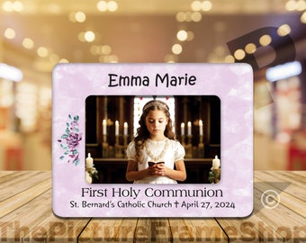 Personalized First Communion Picture Frame, Wood Gift for Girls