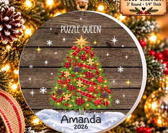 Puzzle Queen, Puzzle Lover Ornament,  Puzzle Solver,  Puzzle Club Gift, Puzzler Keepsake