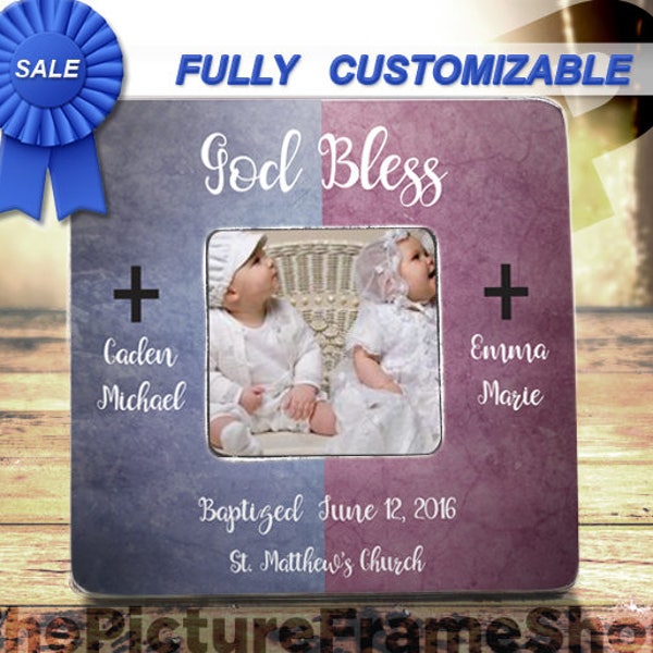 Twin Baptism Gift Twin Girls Baptism Twin Boy Baptism Twin Baptism Frame Twin Christening Frame Twin Baby Gift Custom Picture Frame Gift