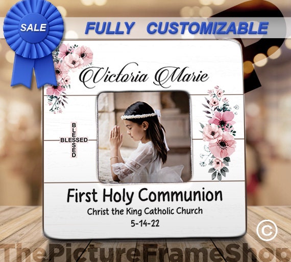 First Holy Communion Picture Frame Gift for First Communion Etsy