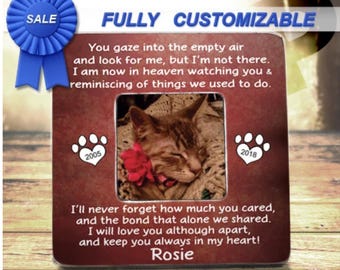 Pet Memorial Picture Frame, Loss of Dog/Cat Gift, Customizable Wood Frame