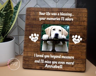 Pet Memorial Frame, Dog Cat Loss Gift, Wood Picture Frame