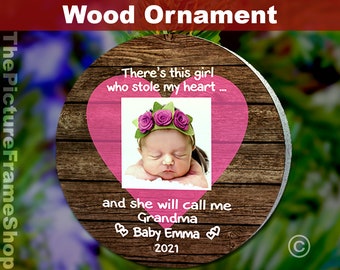 First Christmas As Grandma Ornament, Photo Ornament, Personalized Gift For Grandmother, Custom Ornament With Photo, New Grandma Gifts, Wood