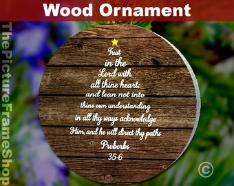 Proverbs Ornament, Proverbs Christmas Ornament Proverbs 3:5 Tree Ornaments, Wood Ornaments Bible Verse Religious Christian Ornaments