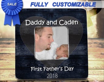 Personalized First Father's Day Picture Frame, Wood Frame