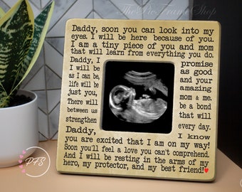 Ultrasound Frame, First Father's Day Gift, Expecting Dad, 8x8 Wood Frame