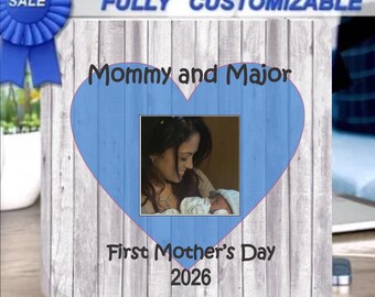 Personalized First Mother's Day Wood Picture Frame, New Mom Gift