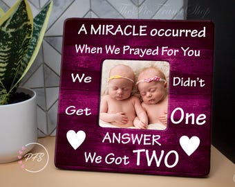 Personalized Twins Picture Frame, Twin Baby Gift, Wooden Keepsake