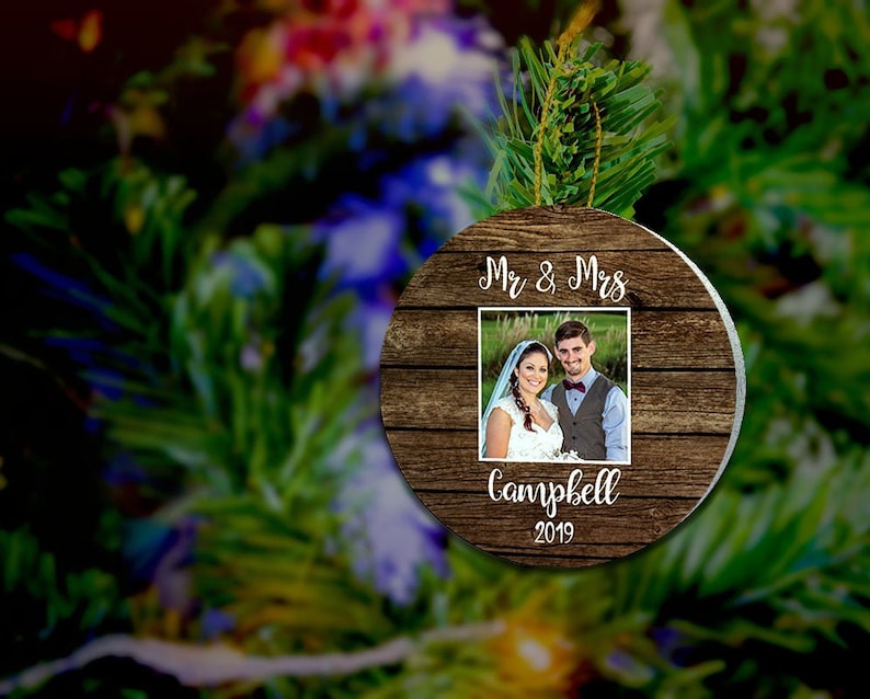 Mr and Mrs Ornament Custom Photo Ornament Wedding Picture Ornament Wedding Gift First Christmas Married Ornament Wedding Photo Ornament