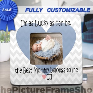 MOTHERS DAY Gift,  New Mom Gift, Personalized Gift For Mom, Gift From Kids, Picture Frame, Gift For Wife, I Am As Lucky As I can Be