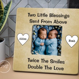 TWINS Pregnancy Announcement Frame, New Baby Gift,Twin Boys,Twin Girls,Twins Gift For Twins, Baby Gift, Two Little Blessings Sent From Above