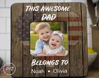 Patriotic Father's Day Frame, US flag Father's Day Gift,  Patriotic Gift from Kids