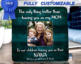 Personalized Grandma Picture Frame, Custom Wood Grandparent Gift