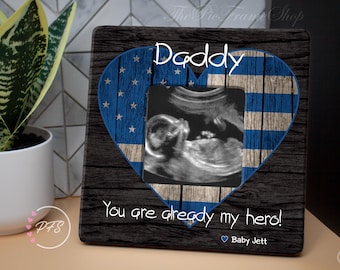 Police Dad Pregnancy Announcement Frame, Fathers Day Gift