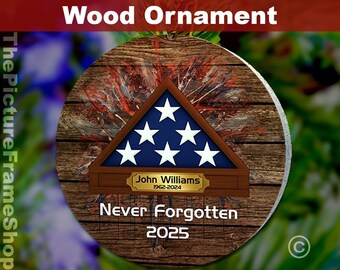 Personalized Folded Flag Memorial Ornament, Veteran Remembrance Keepsake