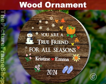 Personalized Friend Wood Ornament, Distressed Vintage Style
