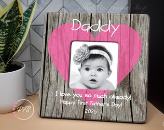 Personalized First Father's Day Wood Picture Frame, New Dad Gift