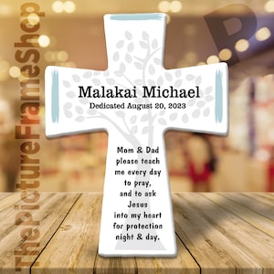 Personalized Custom Ceramic Cross, First Communion, Dedication, Christening, Baptism, Personalized Ceramic Cross With Name, Baby Shower Gift