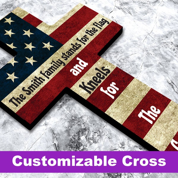 US Flag Wooden Cross, Patriotic Decor