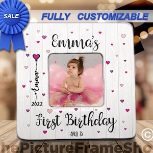 I am one, First Birthday Girl, Girl First Birthday Gift, One  Year Old Girl Gift, Girl Birthday Frame, First Birthday Gift Idea, Wood Frame