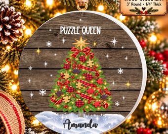 Puzzle Queen, Puzzle Lover Ornament,  Puzzle Solver,  Puzzle Club Gift, Puzzler Keepsake