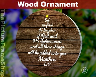 Christian Ornament, Christmas Tree Ornament,Bible Verse Ornament,Christian Wood Ornament, Religious, Matthew 6:33, Unbreakable Tree Ornament