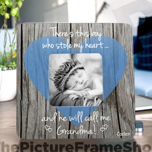 Mother Day Gift For Grandma Nana Grandmother Personalized Picture Frame, Theres This Boy Who Stole My Heart Grandma Gift From Grandson Frame