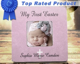 Babys First Easter- Baby Girl Easter Frame Custom Easter Frame Personalized Easter Frame My First Easter Newborn Easter My 1st Easter Frame