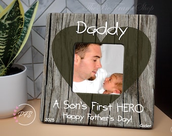 Personalized Wood Picture Frame - First Father's Day Gift