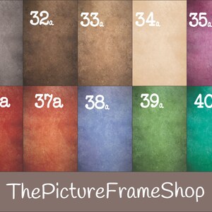 May include: A chart of 10 different coloured textured backgrounds with the numbers 31a through 40a labelled on each.