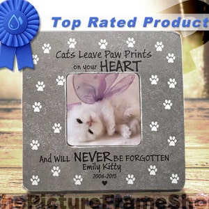 Personalized Pet Cat Memorial Loss Of Pet Loss Gift Cat Death Frame Cat Remembrance Frame Loss Of Pet Cat Loss Frame Pawprints I Miss My Cat image 1