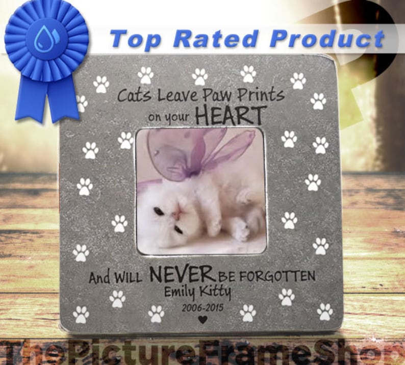 Personalized Pet Cat Memorial Loss Of Pet Loss Gift Cat Death Frame Cat Remembrance Frame Loss Of Pet Cat Loss Frame Pawprints I Miss My Cat image 1