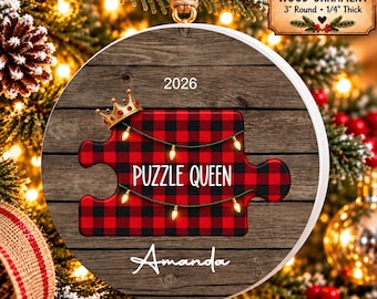 Puzzle Lover Ornament, Puzzle Queen, Puzzle Solver,  Puzzle Club Gift, Puzzler Keepsake