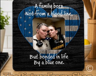 Personalized Police Officer Frame, Police Retirement Gift, Blue Line , Police Partner