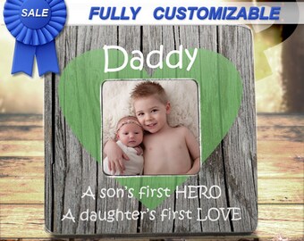 Personalized Picture Frame - First Father's Day Gift, Wood Frame