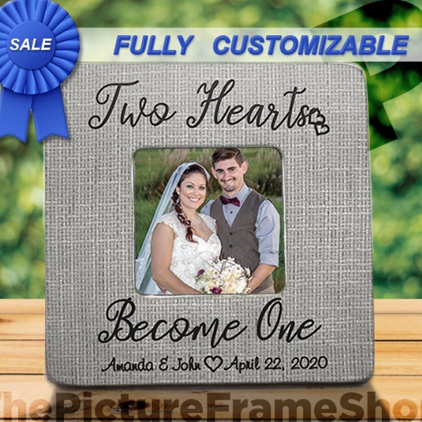 Two Hearts Become One Love Picture Frame Wedding Picture Frame Bride Groom Gift Personalized Wedding Frame Wedding Frame Wedding Shower Gift