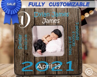 Personalized Birth Announcement Picture Frame, Baby Stats, Nursery Decor