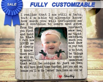 Personalized Grandma Photo Frame, Wood Nana Gift (8x8)