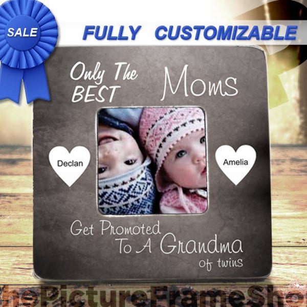 Grandma Of Twins Grandpa Of Twins Reveal New Twins Picture Frame Twin Babies Baby Twins Pregnancy Reveal Gift For Grandma Of Twin Girls Boys