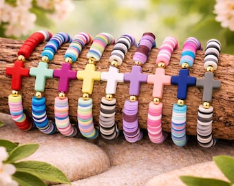 Cross Bracelet,Christian Bracelet,Bracelet for Her,Unisex Bracelet, Tween Jewelry,Young Teen Jewelry, Religious Bracelet,Cross Bead Bracelet