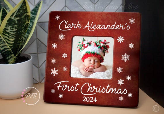 Personalized Baby's First Christmas Wood Frame