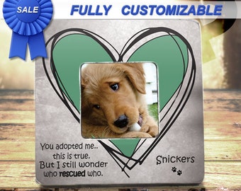 Who Rescued Who Dog Memorial Frame, Pet Adoption Gift